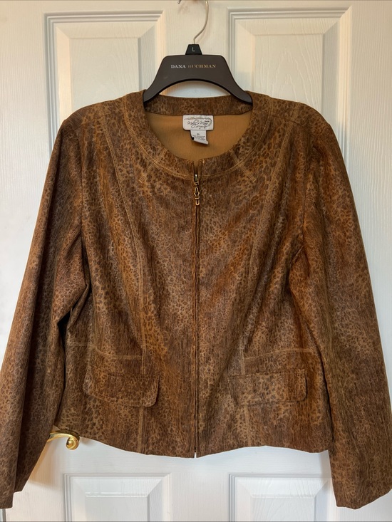 Molly & Maxx Jackets & Blazers - Suzi Chin Distressed Brown Leather Zip-Front Jacket